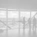 people standing inside city building