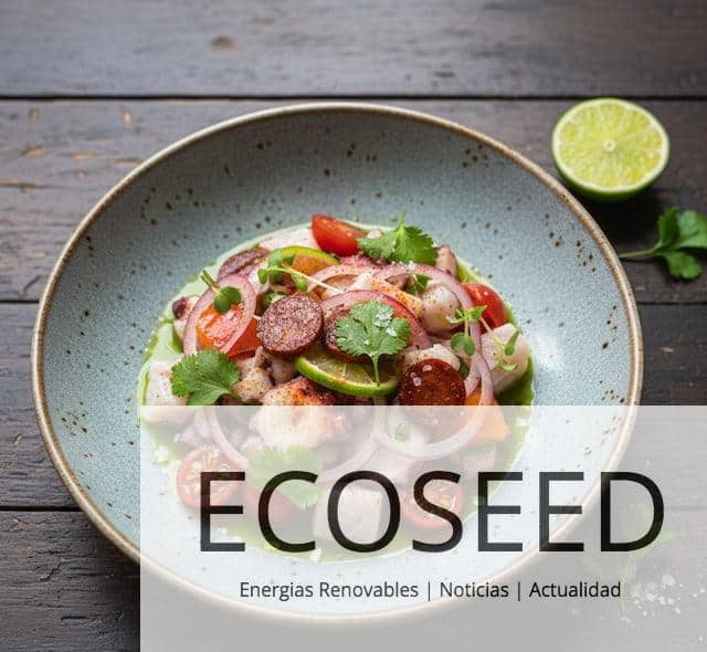 Plato de ceviche fusión con guiños españoles en Madrid